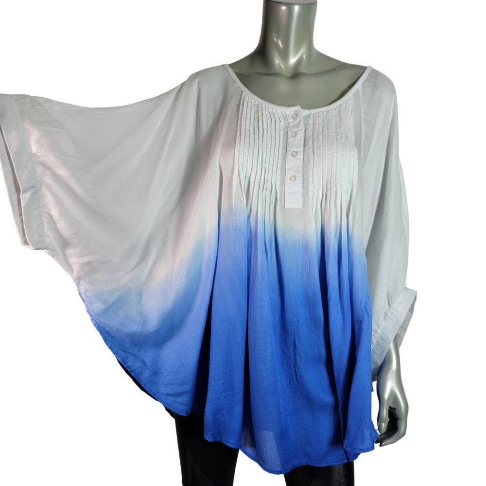 Lane Bryant Top Plus Size 18/20 Dolman Sleeve Dip Dye Ombre Lightweight Blue